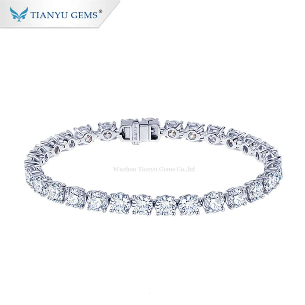 Tianyu Gems-pulseras de diamantes de moissanita a la moda, pulseras de tenis de oro blanco para mujer