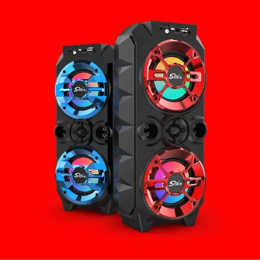 Hoparlörler Açık Çift 4inch Boombox Square Dans Bluetooth Hoparlör Taşınabilir 360 Stereo Kablosuz Kart Subwoofer K Şarkı Büyük Caixa De Som