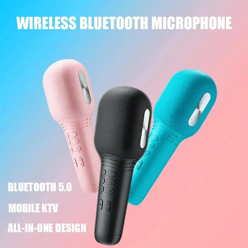 Microfoni Wireless Karaoke Microfono Bluetooth 5.0 USB Handhell ​​Condenser Mic Porta utilizzatore Portatore Mini Home KTV Canta