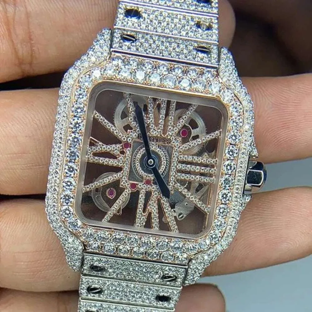 Szwajcarski ruch Automatyczny ETA Pełny lód Rose Gold Diamond Watch Hip Hop Mid -Hop Bindes