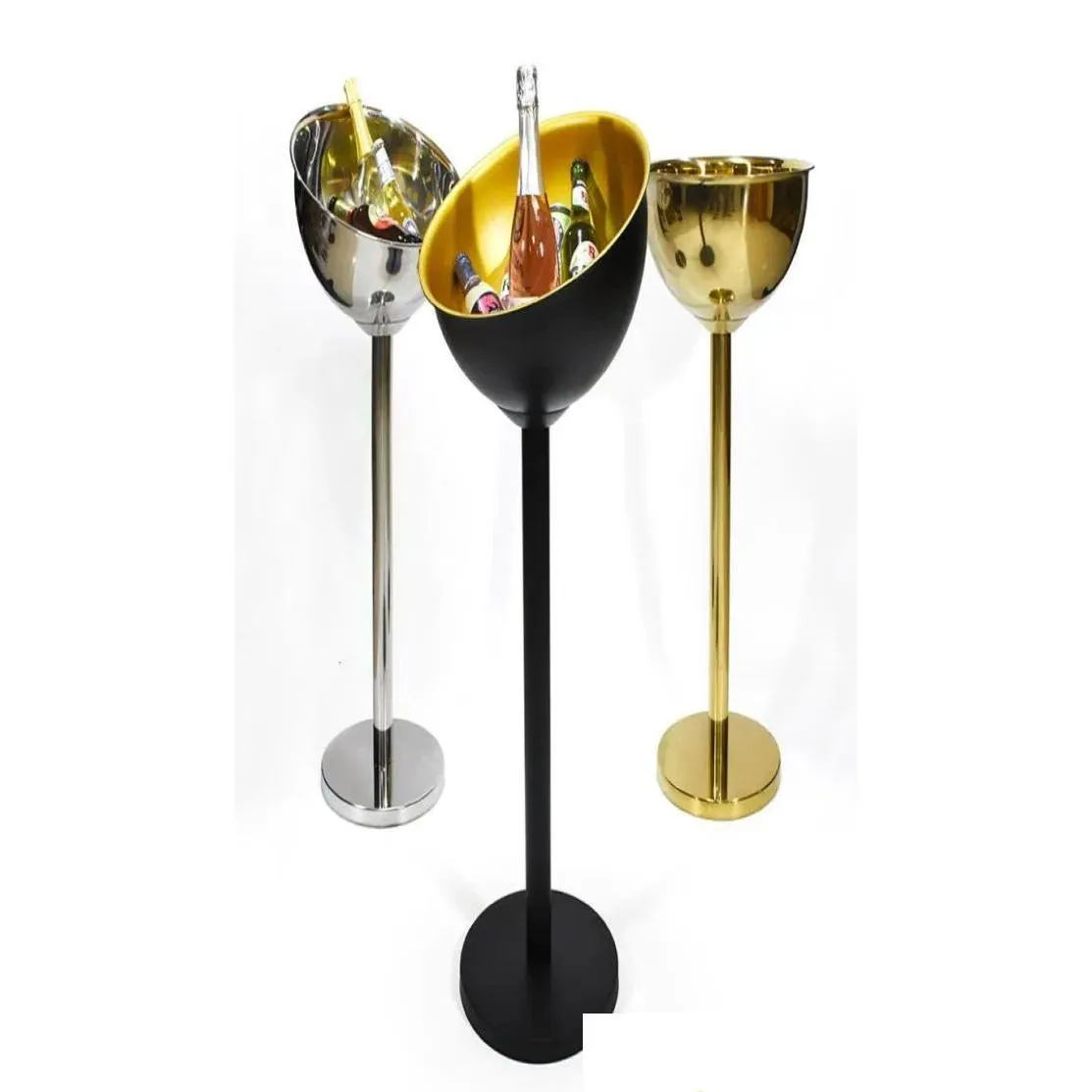 TABLETOP VIN RACKS 304 Rostfritt stål Champagne Basin Floor Stand Stand Cooling Ice Bucket Golden Sier Beer Drop Delivery DHFRF