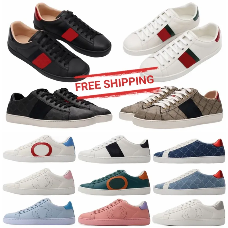 Designer Casual Shoes Bee Ace Sneakers Low Mens Womens Shoes High Quality Tiger broderade svarta vita gröna ränder Walking Sneakers