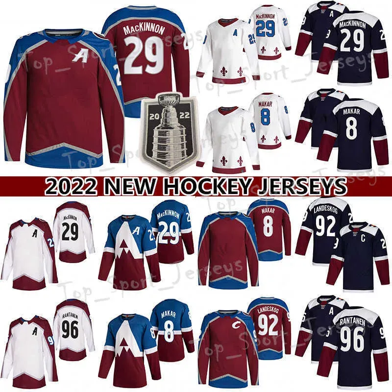 Maglie da hockey cucite 2022 Nathan Mikko Landeskog AD MacKinnon Cale Makar Stanley Rantanen Gabriel Cup Nazem Kadri Sakic Finali mostra su ic