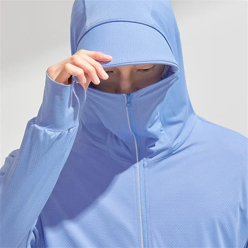 Verão UPF 50 UV Proteção Solar Casacos de Pele Homens UltraLeve Sportswear Com Capuz Outwear Mulheres Blusão Jaquetas Casuais 240115