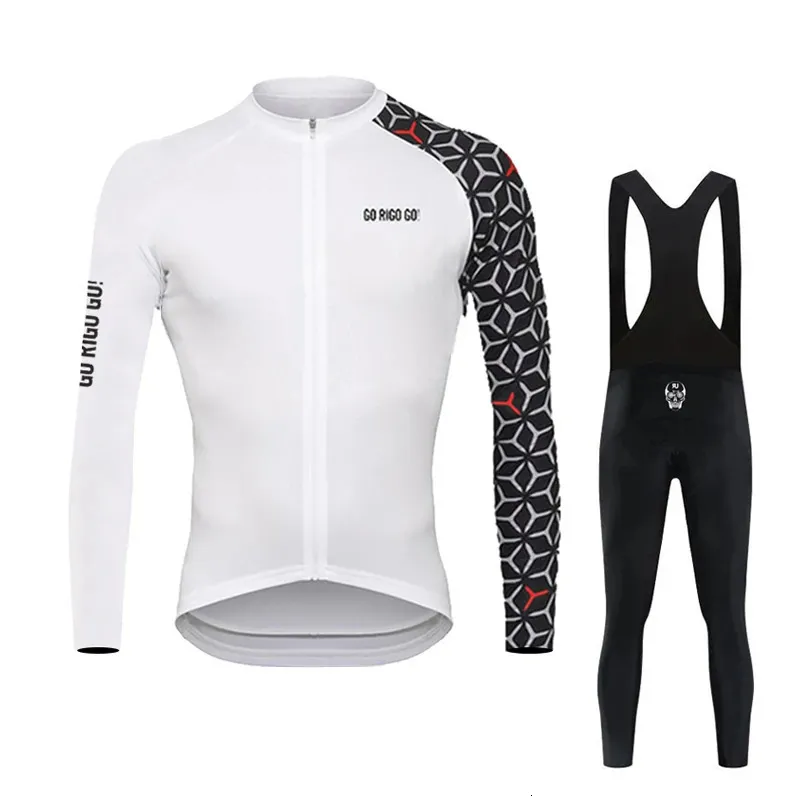 Spring Autumn Long Sleeve Go Rigo Go Cycling Jersey Set Men Bicycle Clothes MTB Bike Jersey Bib Pants Kit Ropa Ciclismo 240116