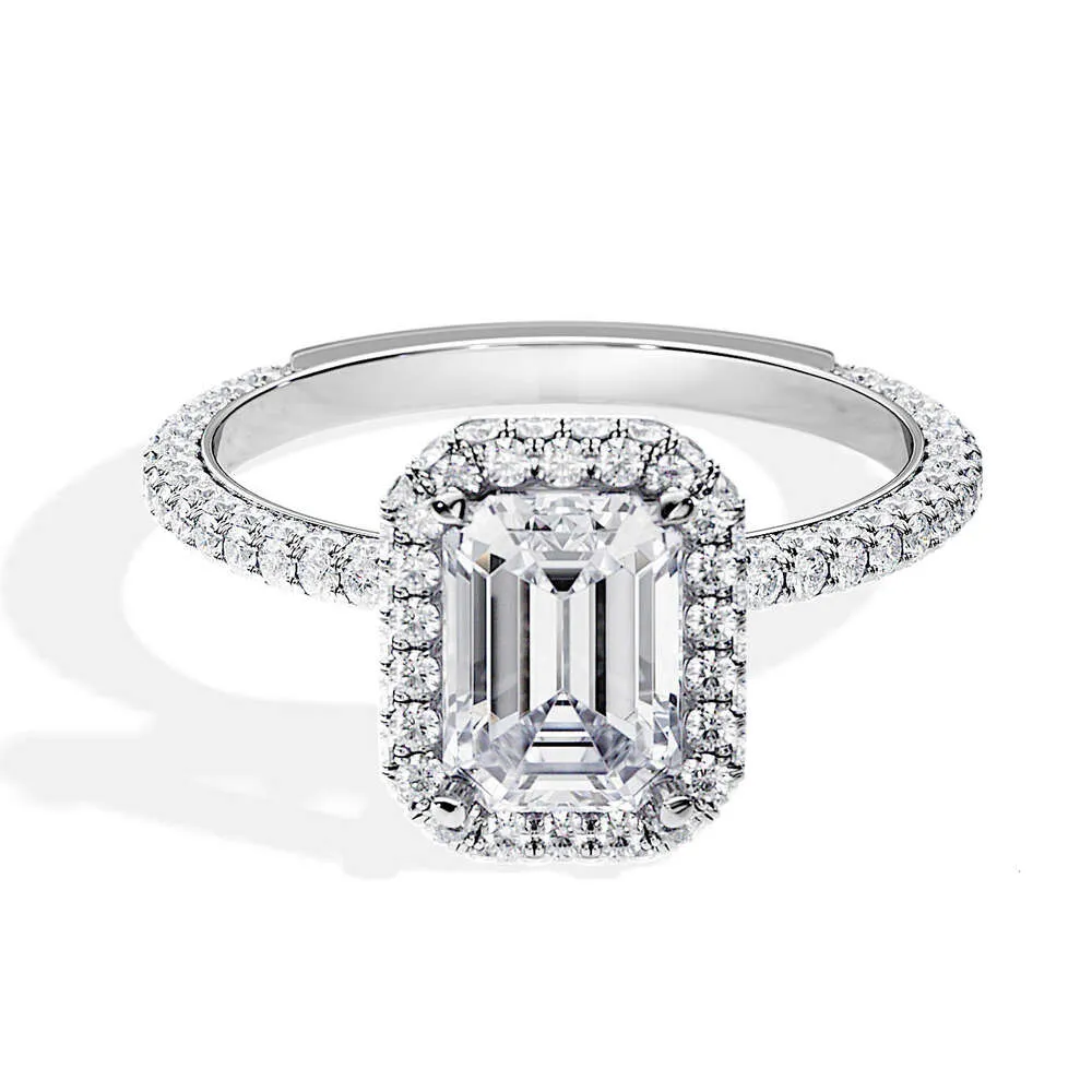 Mode smycken 9k 2ct Emerald Cut Engagement Moissanite Ring for Women