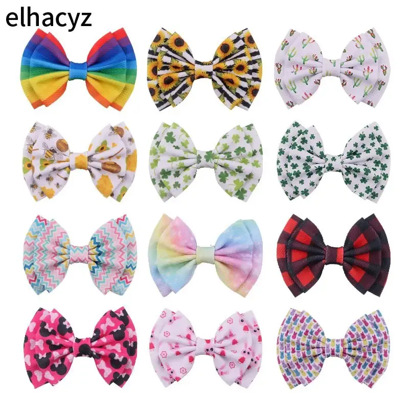 10pcs/lot hurtowe dziewczęta Duże nadruk kula teksturowa łuk z/bez klipu motyl barrette dzieci