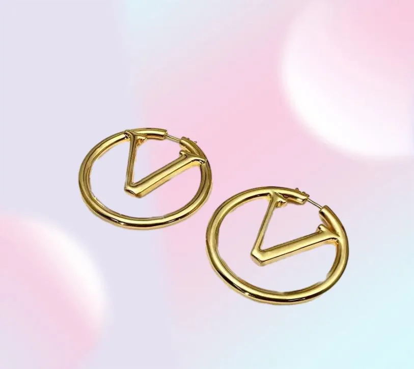 Designer pingente anel de orelha parafuso prisioneiro grande círculo hoop para mulheres brinco luxurys designers carta v brincos gift4297741