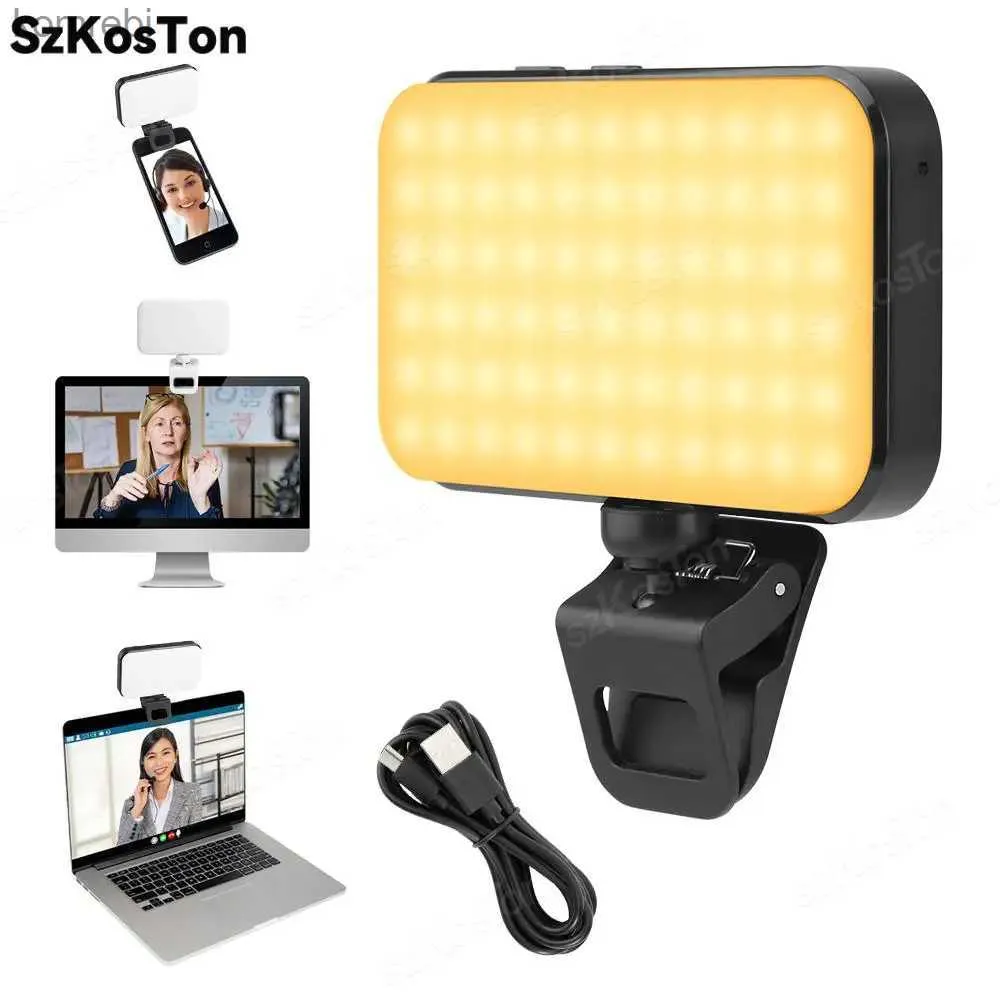 Selfie Lights 1000Mah LED Selfie Light Lampe de téléphone rechargeable Clip 3 modes d'éclairage Anneau lumineux pour iPhone iPad Appareil photo Ordinateur portable Conférence TikTokL240116