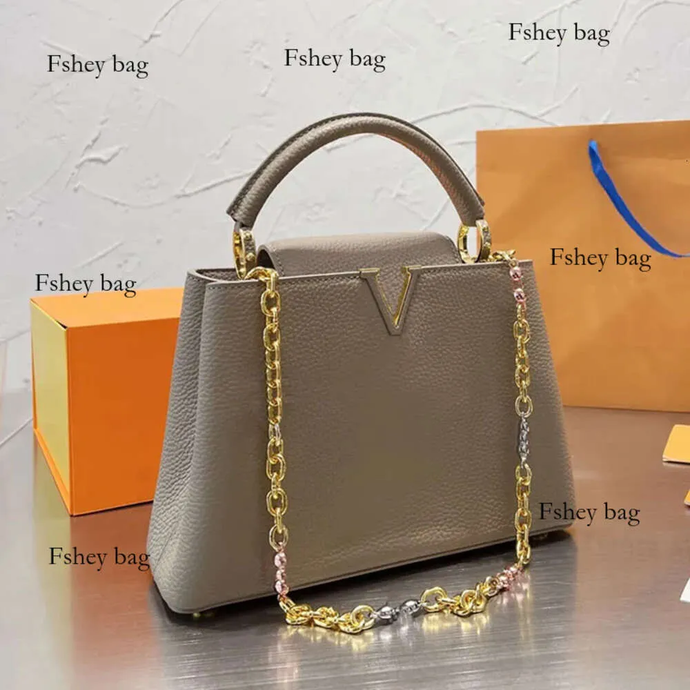 Women Capucines bb Handbags Tote Bag Brand Crossbody Bags Plain Wallets Cowhide Leather Detachable Belt Chain Clemence Gold Hardware Multiple Colors
