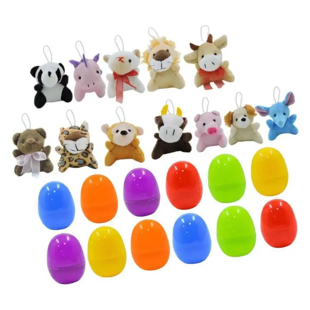 12x Easter Eggs Filled Mini Plush Animal Toy for Kid Gifts Carnival Prizes