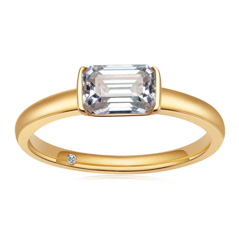 Hot verkoper S925 Zilver D Kleur 1CT Moissanite Verlovingsringen 5X7mm Emerald Cut Eenvoudige Prinses Vierkante Gouden Ring