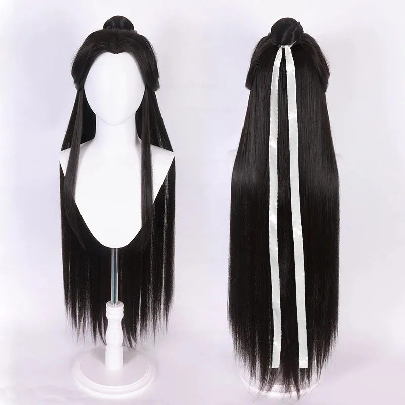 Anime ciel bénédiction officielle Cosplay Xie Lian perruque cheveux noirs Tian Guan Ci Fu Hanfu perruques XieLian Cosplay perruque bonnet de perruque 240116