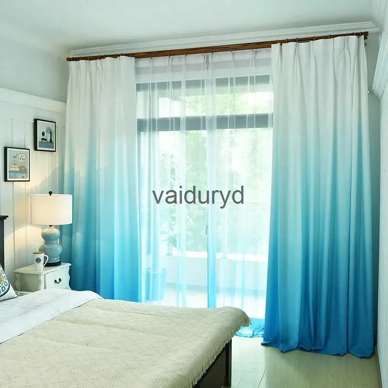 Rideau Rideau de couleur dégradé pour traitement de fenêtre de salon Tulle moderne et rideau pour panneau décoratif de chambre à coucher Rideaux finisvaiduryd