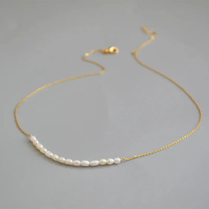 Brass With 18K Gold Natural Real Pearl Necklace Wowen Jewelry Party Designer T Show Runway Gown Japan Korean Fashion 240116