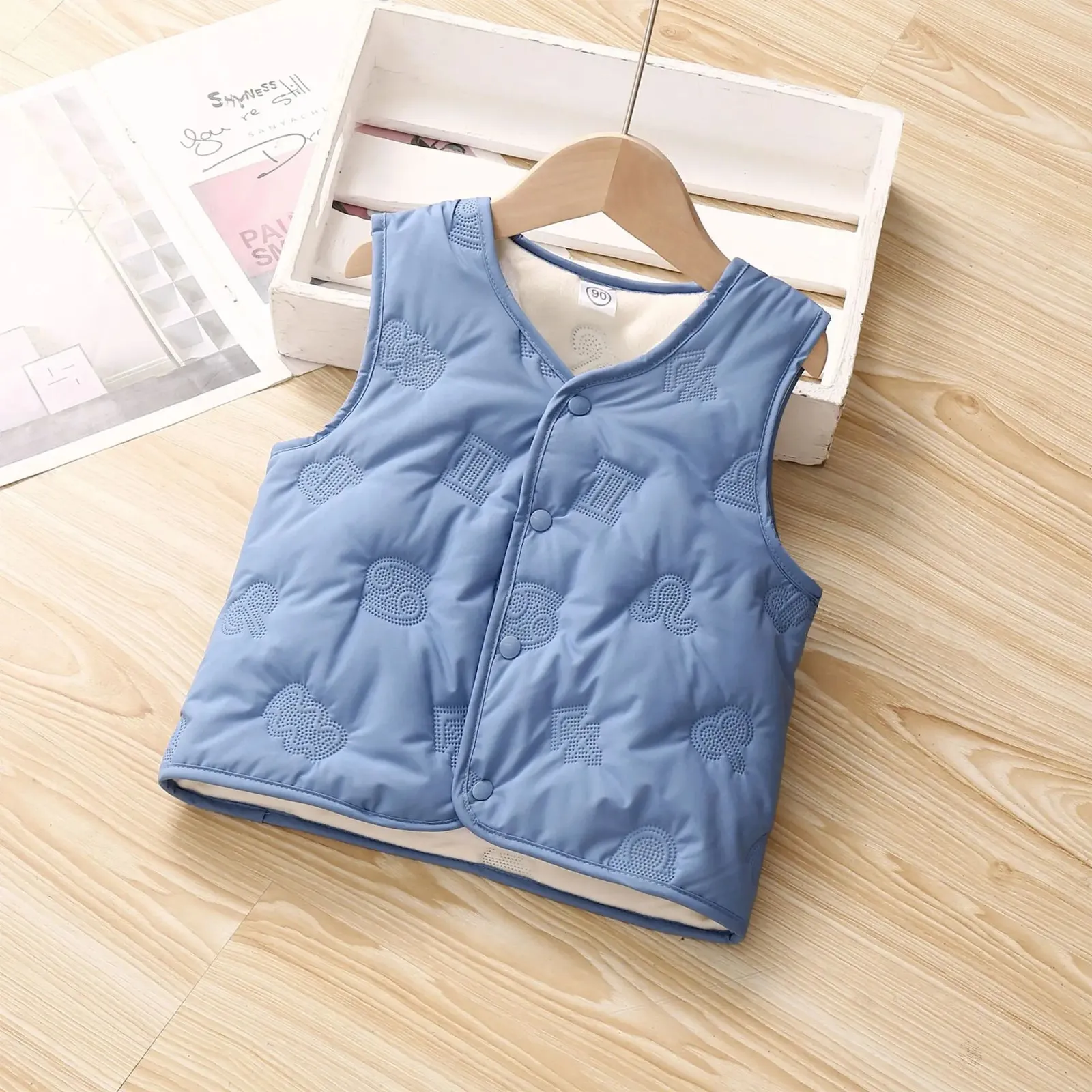 Gilet pour enfants pour filles automne hiver vêtements bébé gilets vêtements d'extérieur chauds garçons gilet enfant en bas âge veste enfant en bas âge enfants manteau polaire 240116