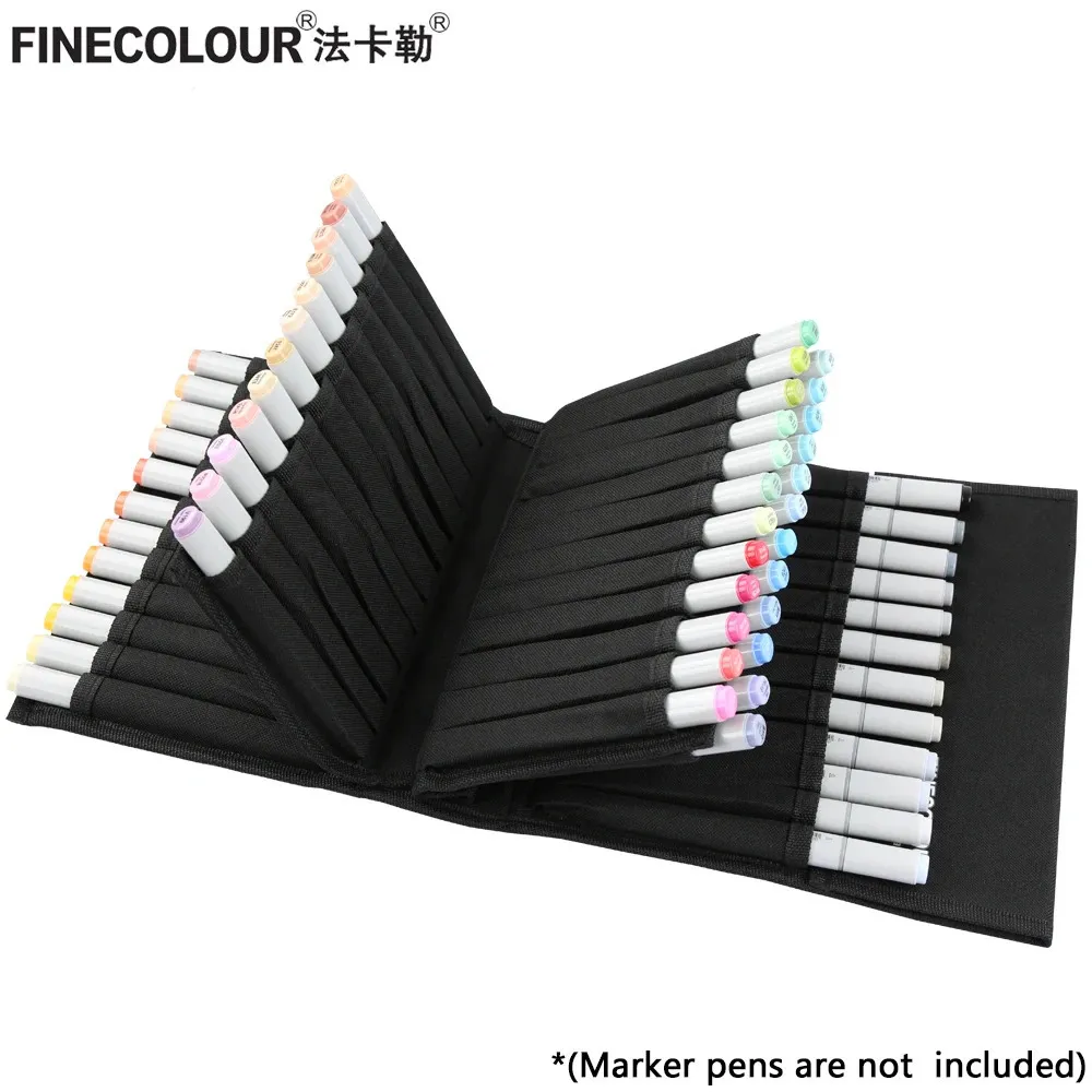 Finecolour Marker Pen Case Stora blixtlåsväskor för konstmarkör Fineliner Organiserad bärbar koninient blyertsfodral Art Supplies 240115