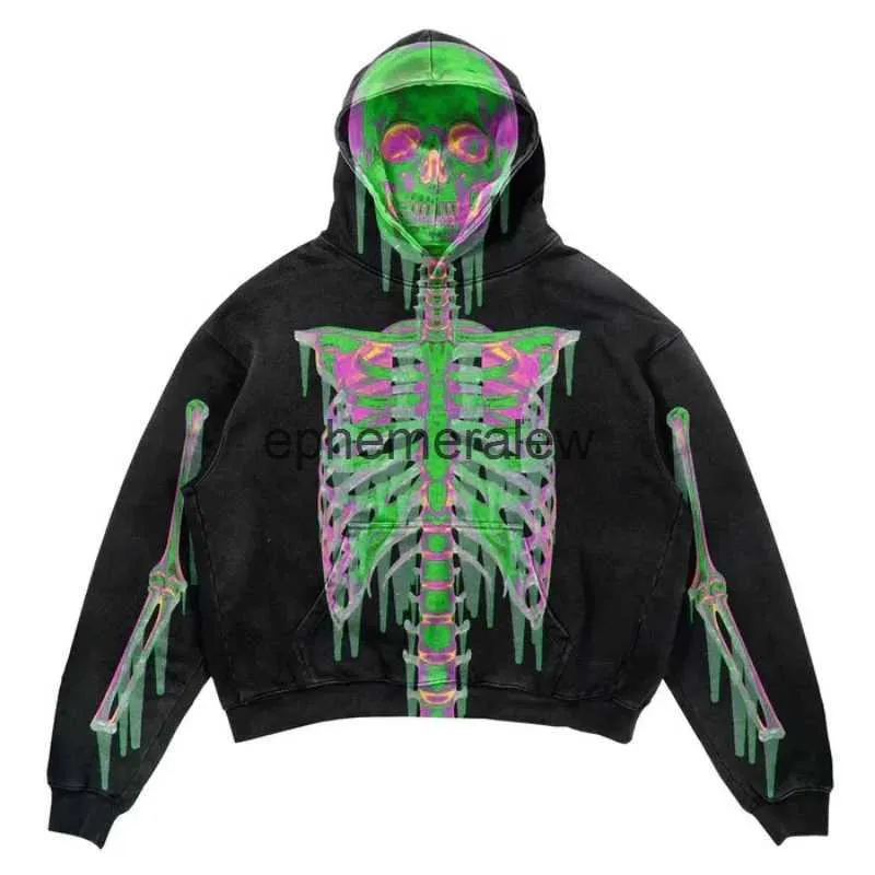 Men's Hoodies Sweatshirts 2023 New European and American Men Casual Sweater Street Fashion Brand YK2 Skull 3D Digital Print Couple Hoodedephemeralew