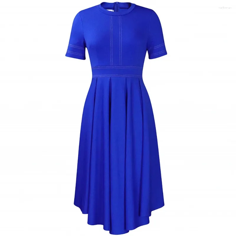 Vestidos de festa verão vestido de trabalho feminino sólido casual elegante o pescoço manga curta negócios escritório senhora midi vintage vestidos