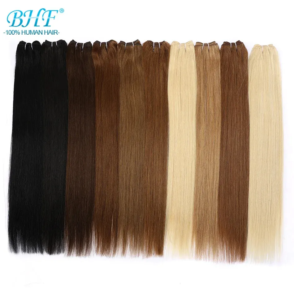 BHF proste ludzkie włosy splotowe pakiety Indian Remy Human Hair 100g Weft Ombre Blonde Color 16 do 28240115