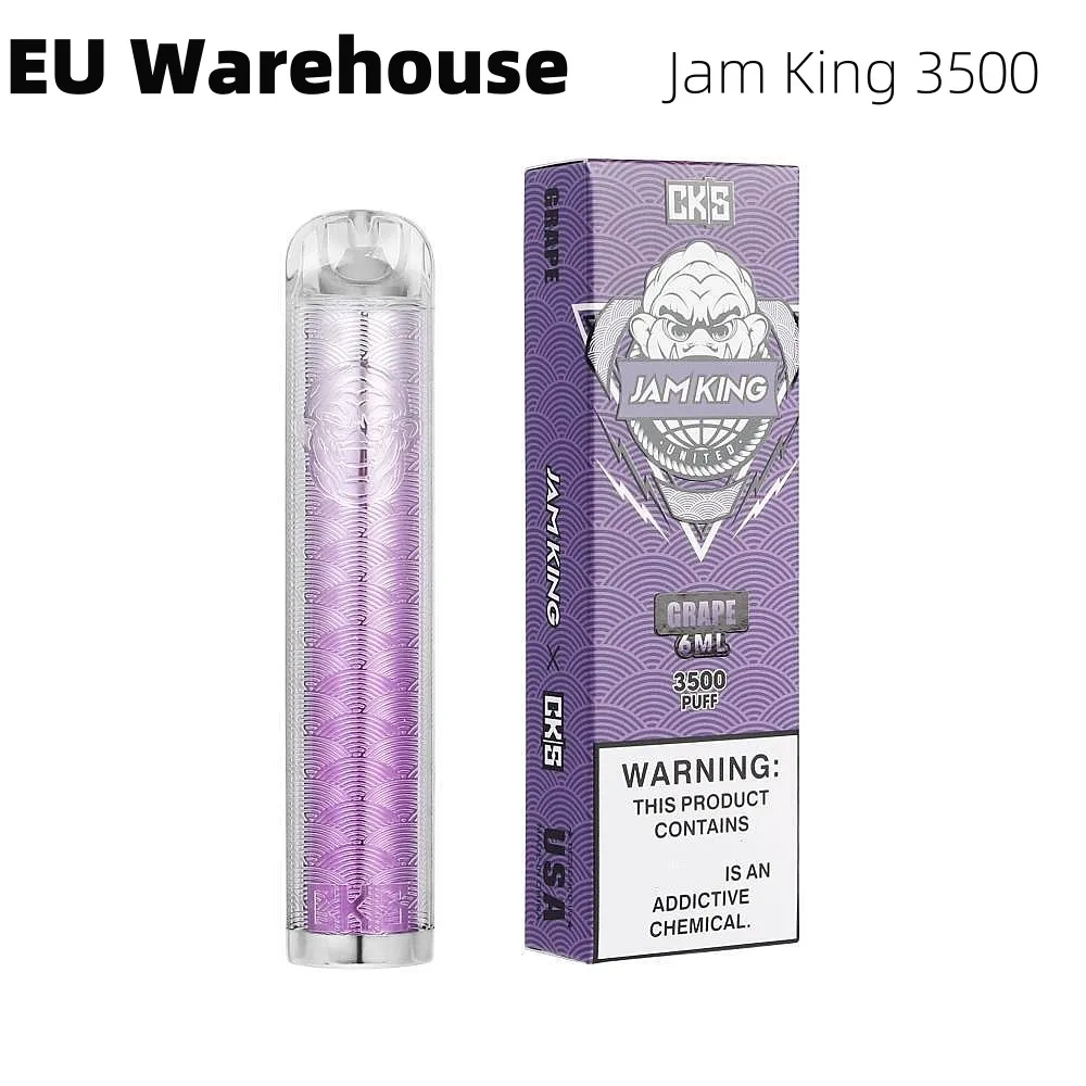 EU Stock Vape Disponible Jam King CKS 3500 Puffs 6 ml POD Crystal Cape 20 mg 30 mg 50 mg Nic 12 Flavors 650mAh Batterisladdningsbar mesh -spole förångare Vape Factory