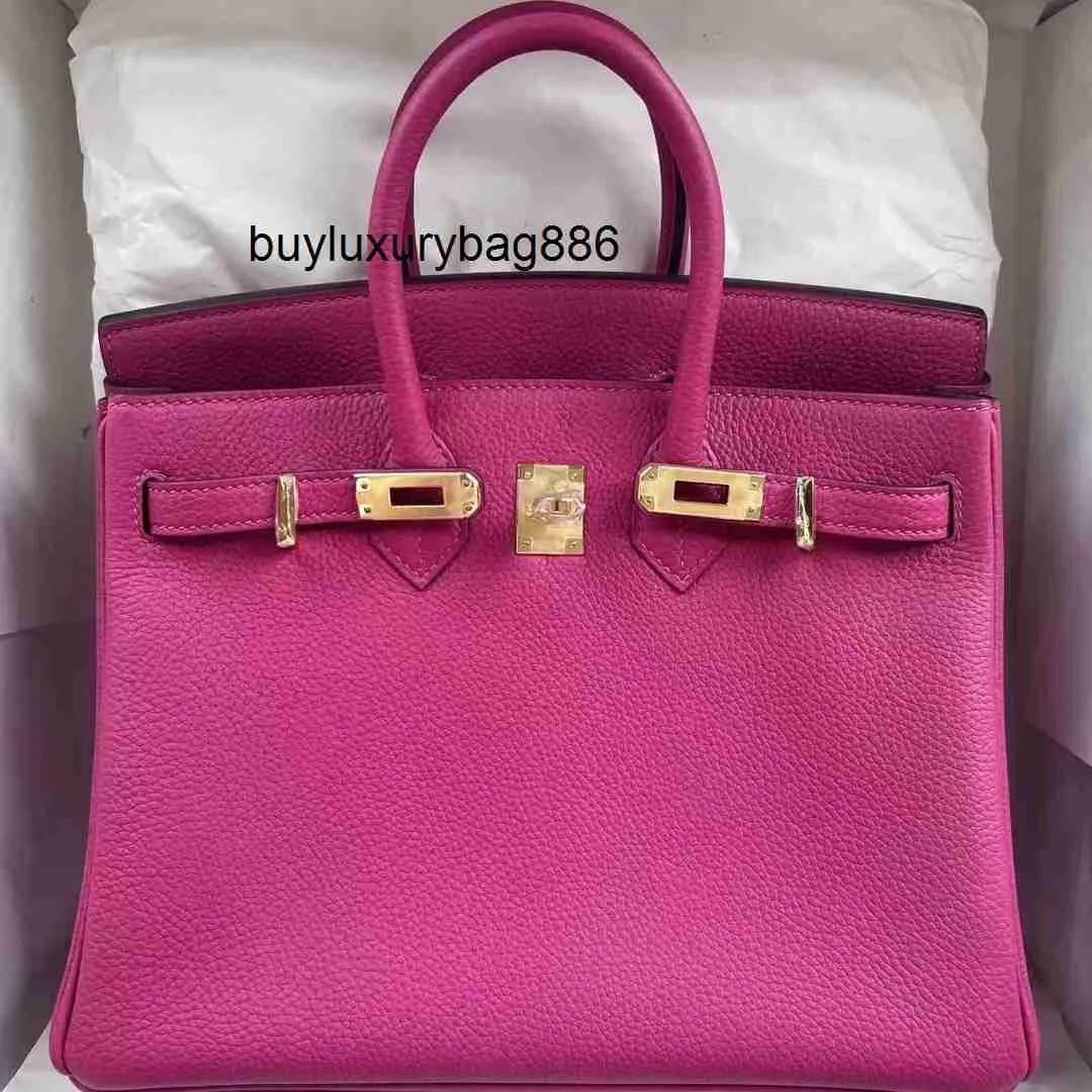 Äkta läder handväska ber släkt 25 cm designer tote rosa väska crossbody spegel kvalitet yttre sömmar märke totalt handgjorda premium vaxlinje togo klassi klassi