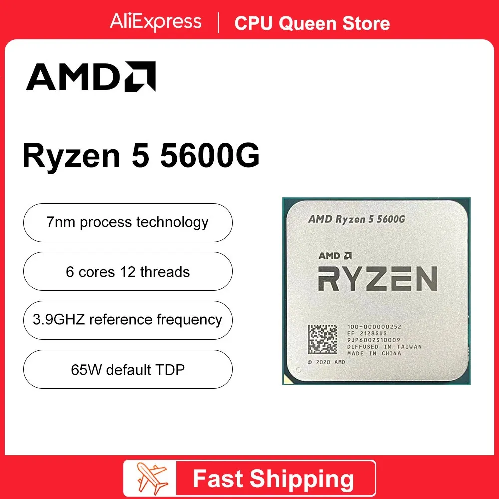 Ryzen 5 5600G R5 5600G 3.9GHz 6 cœurs 12 fils processeur d'unité centrale 7NM L3 = 16M 100-000000252 Socket AM4 processeur de jeu 240115