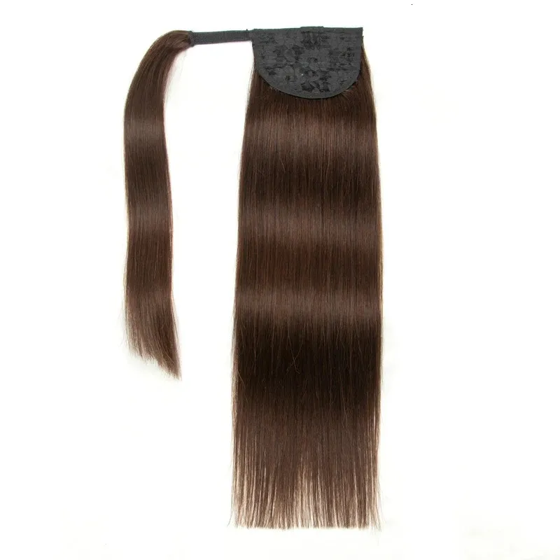 Paardenstaart van echt natuurlijk haar Echt haar Remy-haar Clip-on paardenstaart 12-24 inch Dikke uiteinden Blond Bruin240115