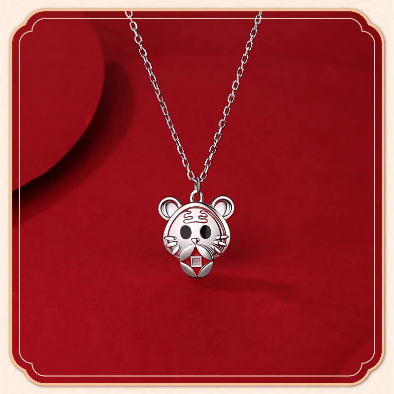 Y2K s925 Lucky Cute Necklace Small Luxury highgrade Pure Silver Twelve Zodiac Tiger Head Fashion Jewelry Women Pendant Gift 240115