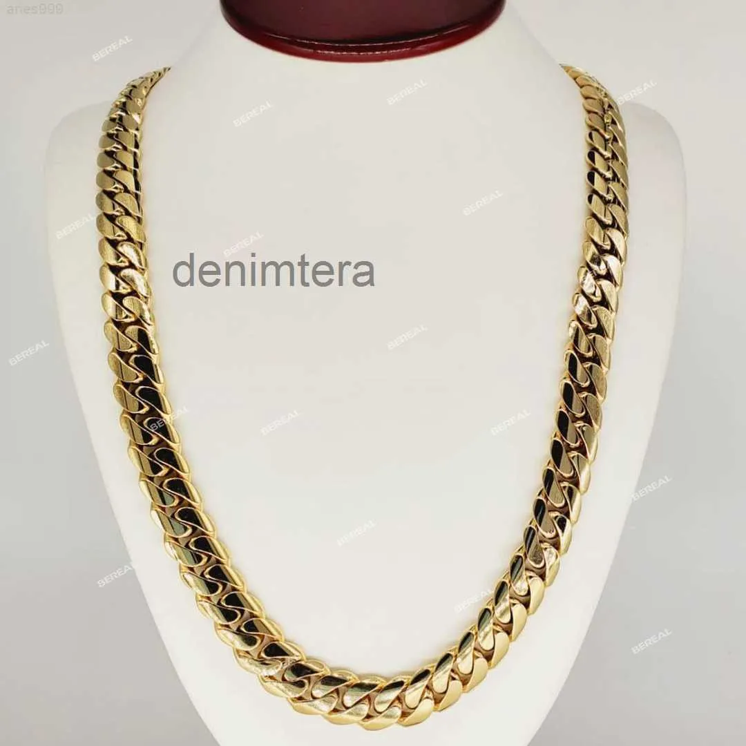 Fancy Jewelry Real 10K 14K Solid Gold Miami Chain Halsband Fast Frakt 18mm Pure Cuban för män Kvinnor U5x9