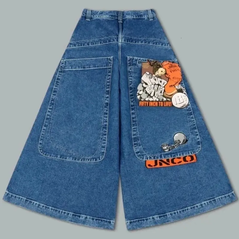 JNCO Men Jeans American Hip Hop Baggy Dżinsy Vintage Streetwear Gothic Pants HARAJUKU Duże kieszonkowe spodnie z deskorolki 240115