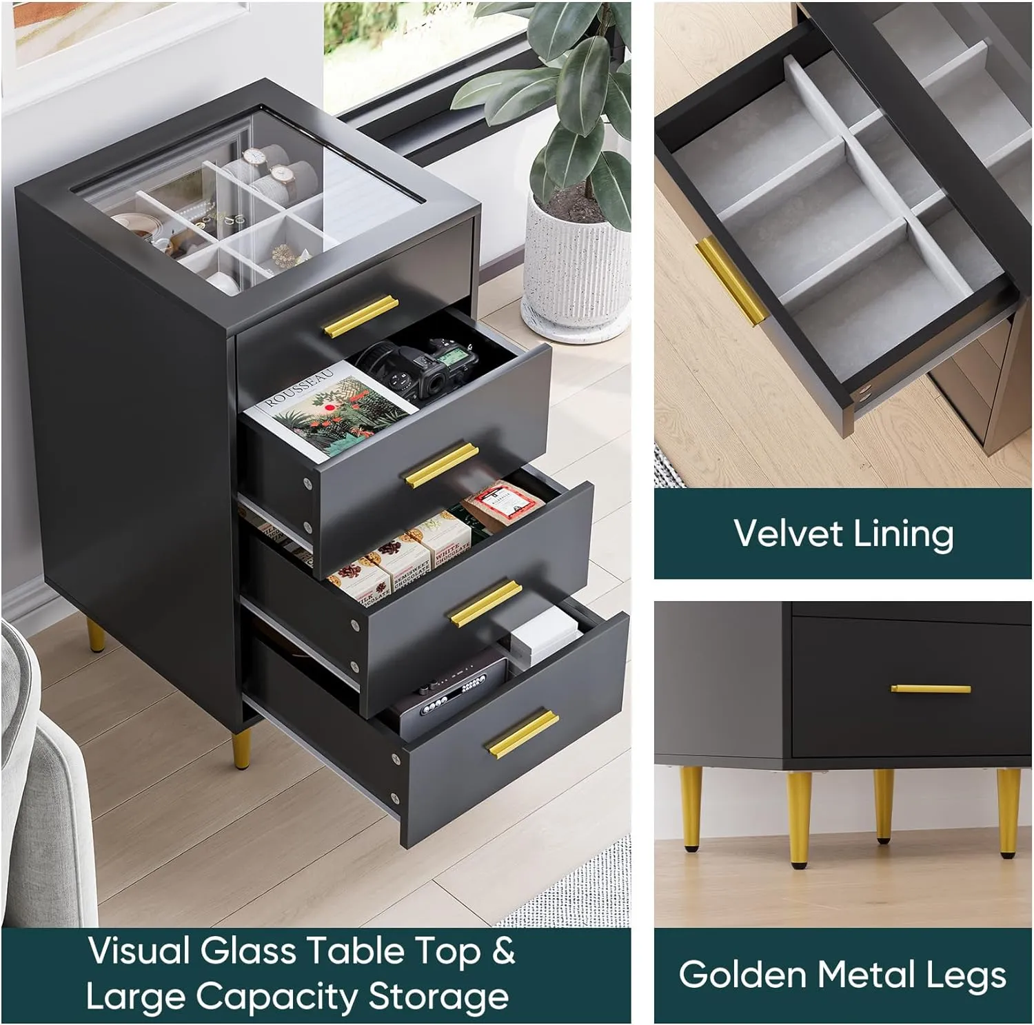 Wood Dresser with Tempered Glass Top and 4 Drawers, Jewelry and Watch Display Cabinet, 15.7 15.7 24.2 in from Dhgate Bedroom Furniture - price 169.85 Wood Dresser with Tempered Glass Top and 4 Drawers, Jewelry and Watch Display Cabinet, 15.7 15.7 24.2 in from Dhgate Bedroom Furniture - price 169.85