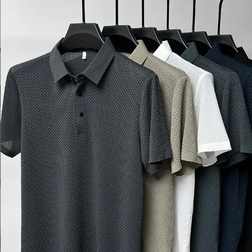 Polo da uomo Polo estiva di marca Polo da uomo di alta qualità manica corta traspirante Top Business Casual Polo assorbente dal sudore per uomo 230817