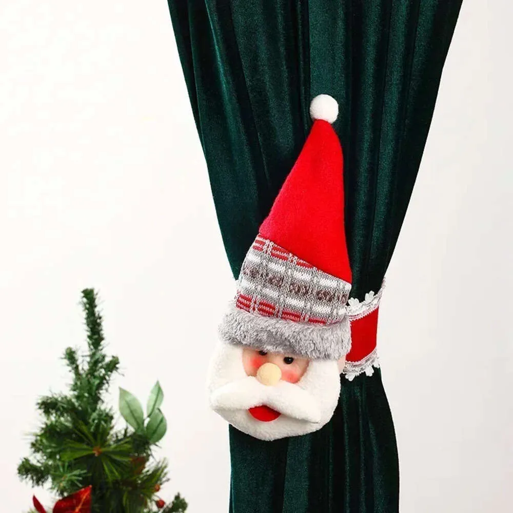 Nowe banery Streamery konfetti 1PC świąteczne zasłony klamry Święty Święty Święty Święta Snowman Curtain Rekustacja dla domu hotelowego wystroju okna zasłona akcesoria DIY