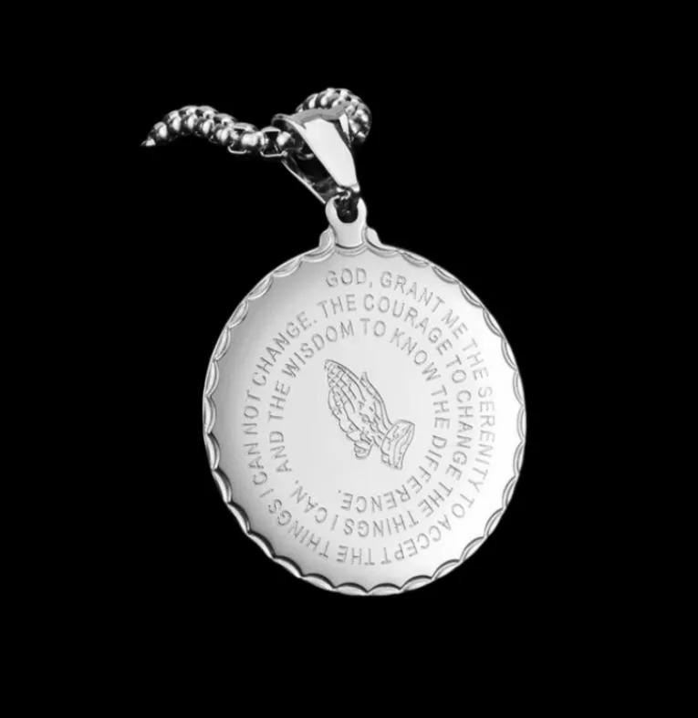 2019 hommes bijoux priant mains et verset biblique pendentif collier avec chaîne de blé pour hommes plaqué or 18 carats en acier inoxydable 1641215