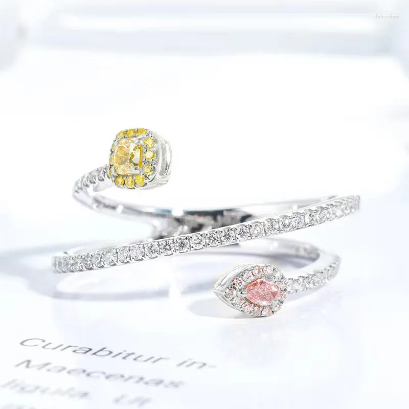 Cluster Ringe Mode Einfachheit Silber Pulver Kristalle Serpentin Wicklung Für Frauen Sterling 925 Hochzeit Datum Schmuck Geschenke