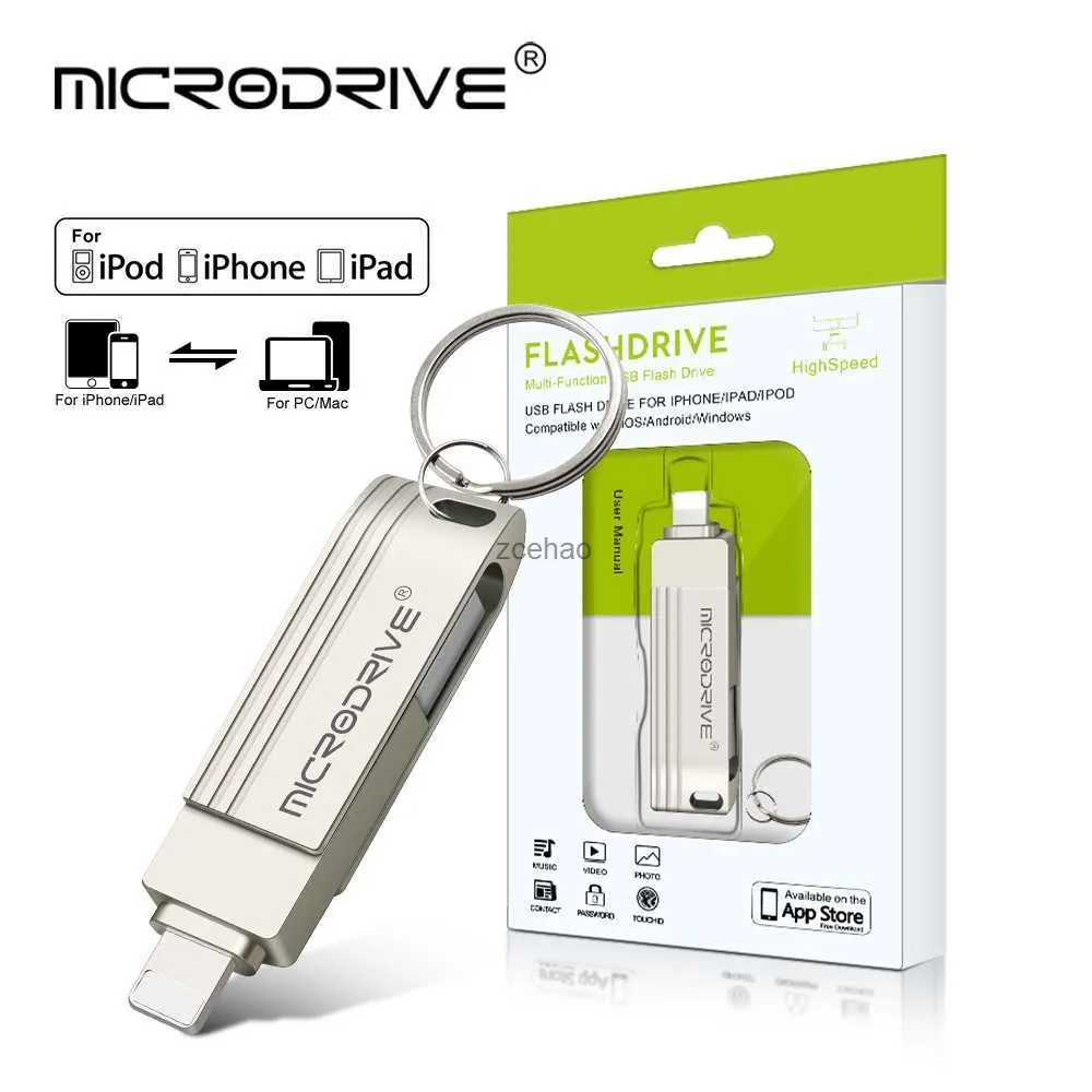 USB Flash Drives Rotate USB Flash Drive 3.0 iPhone Memory Stick 2 in 1 USB-A to lightning iPhone Photo Stick External Storage foriPhone Pro/plus