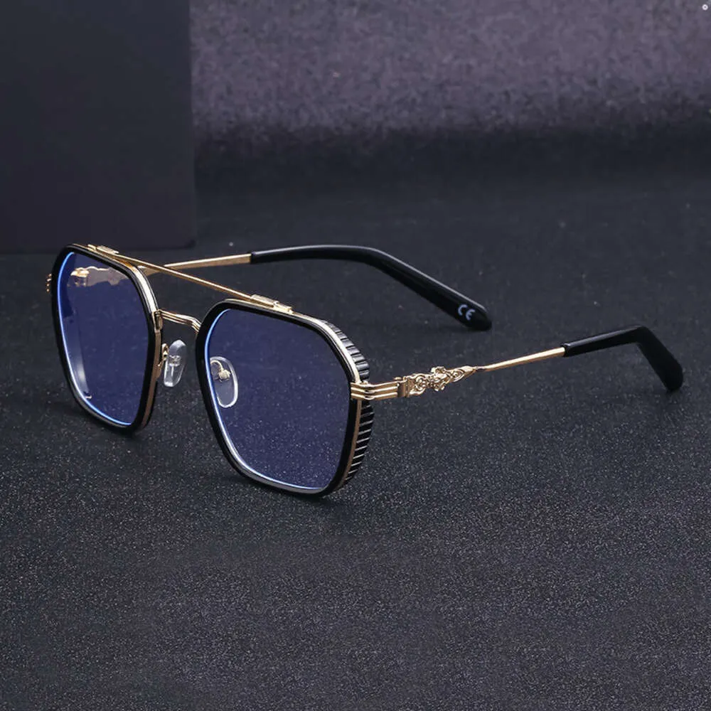2024 Luxury Flat CH Chrome UV400 Sunglasses for Women Men Trendy Large Heart Eyewear
