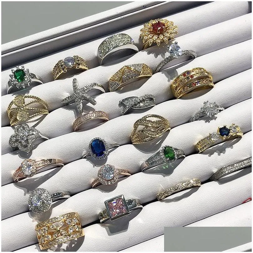 خواتم الزفاف مصنع التخليص سعر أنماط MTI 925 Sterling Sier Men and Women Rings Size 6 7 8 9 Mixed10pcs/Lot 95 R2 Drop D Dhouq