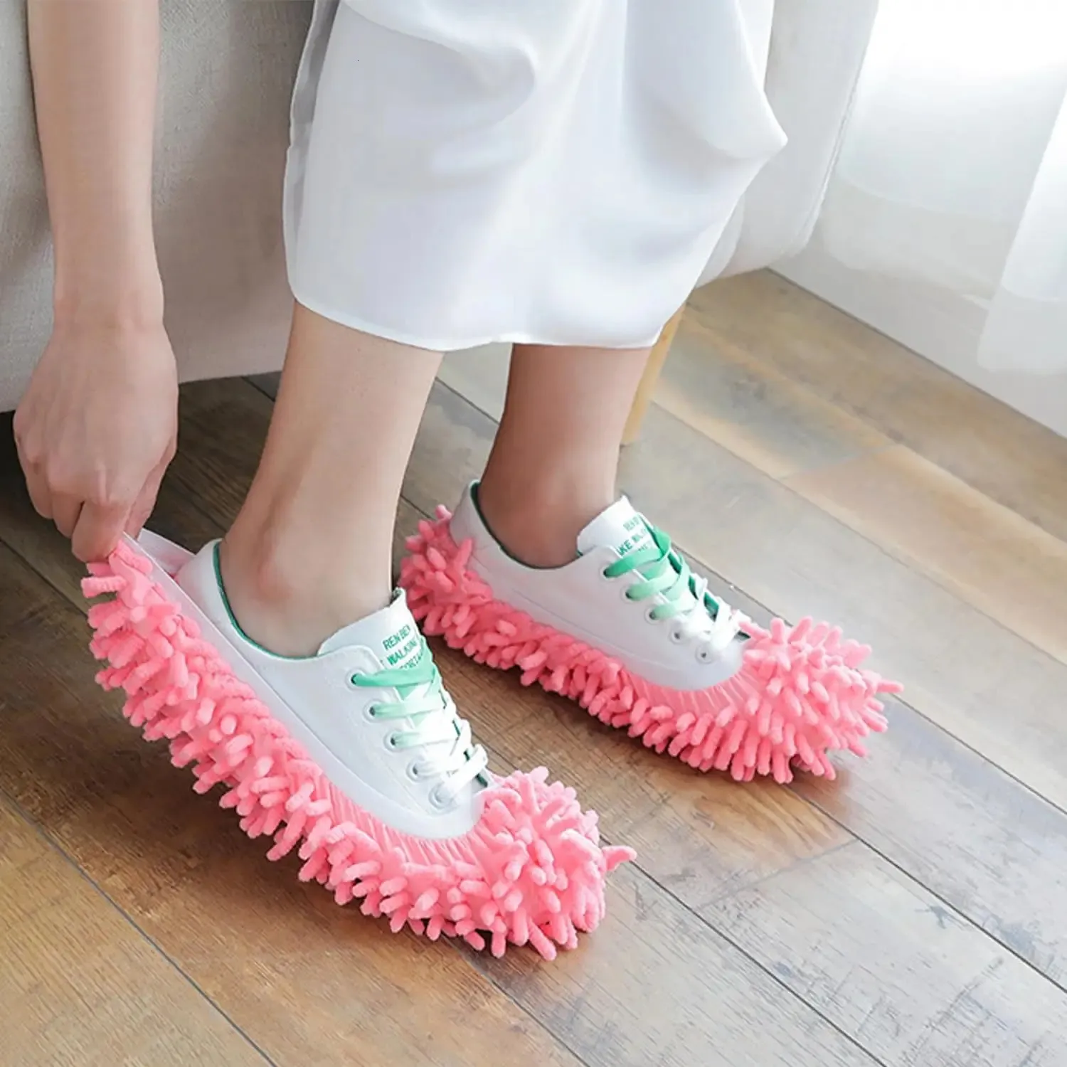 4 Par Microfiber Mop Slippers Floor Cleaning Lazy Fuzzy House Home Floor Tools Shoes 240116