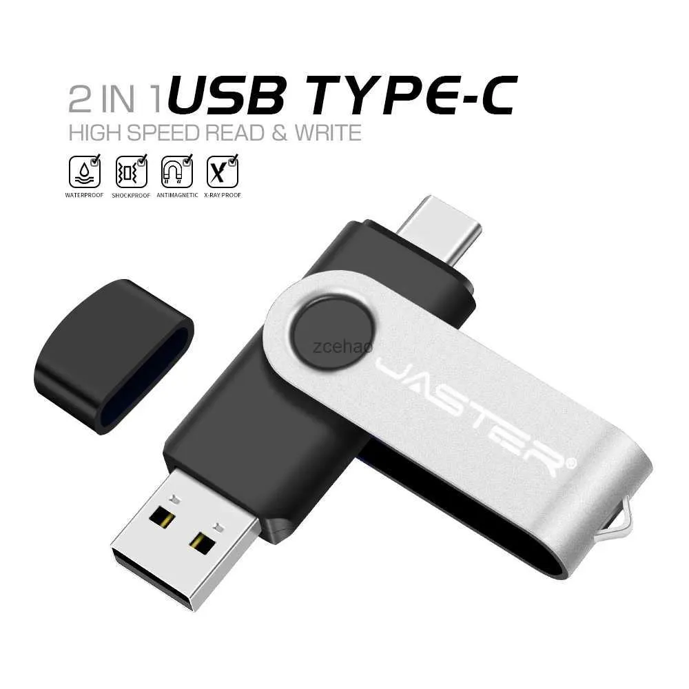 USB Flash Sürücüler Type-C USB Flash Drive 64GB Yüksek Hızlı Otg Kalem Sürücüsü 32GB Cep Telefonu için Ücretsiz Ana Zincir Pendrive Silver Belleği Stick 16GB