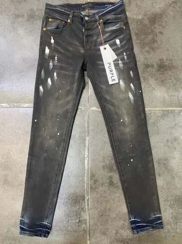 Herren lila Jeans Designer Jeans riss gerade reguläre Jeans Denim Lange schwarze Jeans Straight Reißverschluss Flieg Long Mid Hosen Loch für Männer schwarze Designerjeans Damen 10