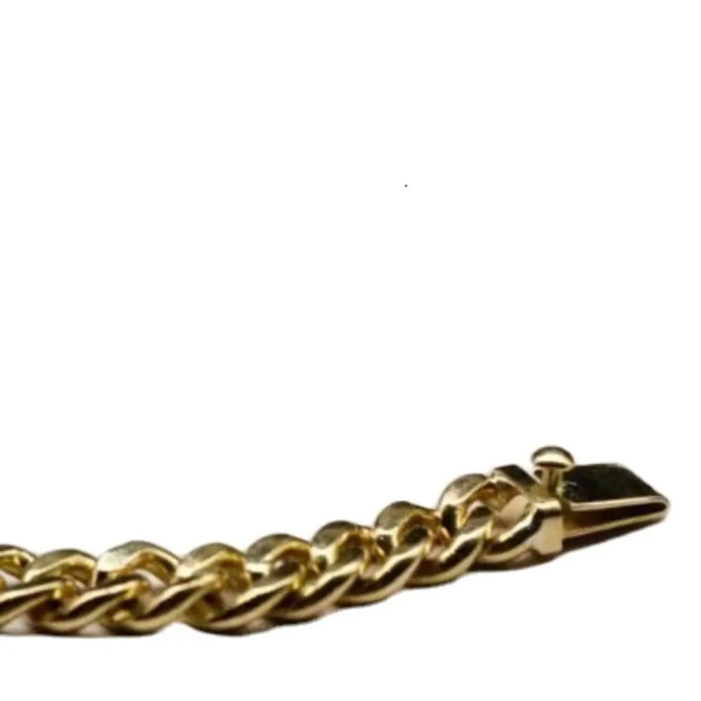 Cuban Link Chain Bracelet For Man 14K Yellow Gold Plated Customized Size Jewelry