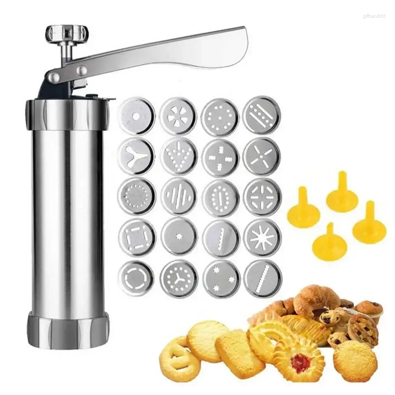 Baking Moulds DIY Biscuit Maker Cylinder Shaped Cookie Press Machine Stainless Steel Extruder Kit SetBaking Supplies