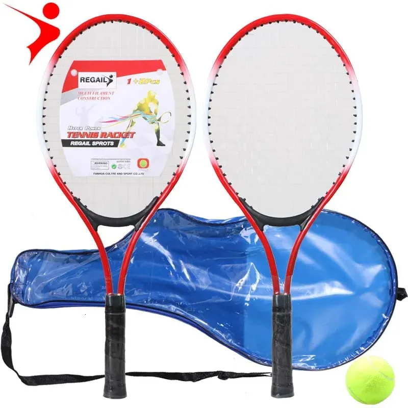 Set of 2 Teenager's Tennis Racket For Training raquete de tennis Carbon Fiber Top Steel Material tennis string with Free ball 240116