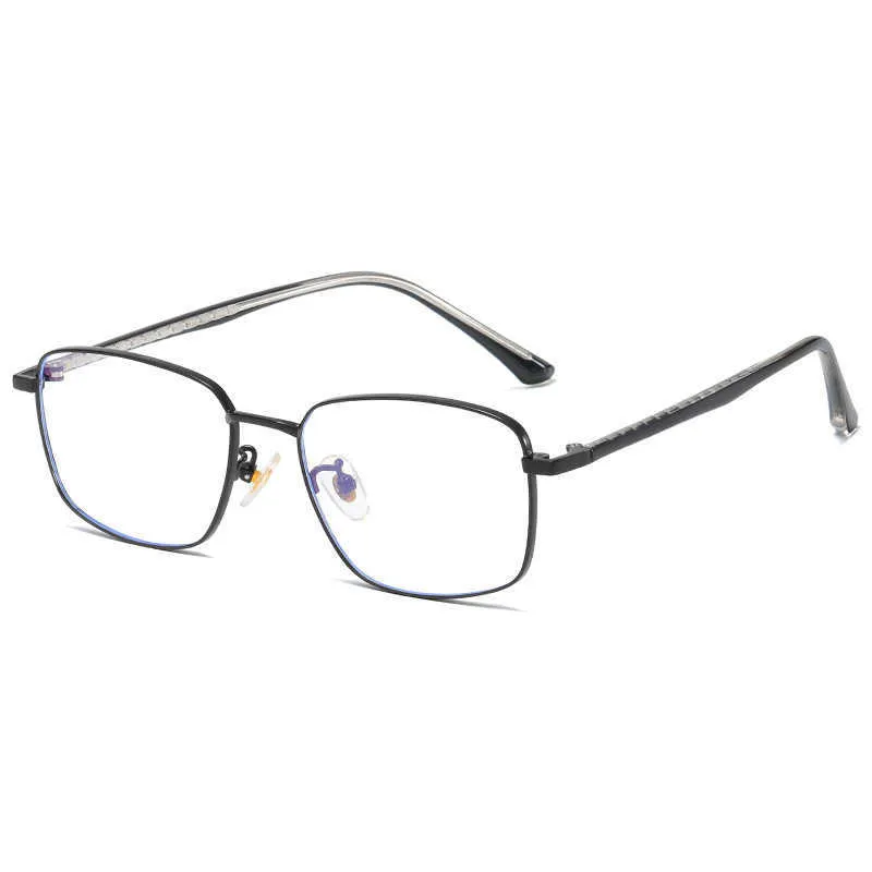 Nya metallglasögon Flat Lens Full Frame Myopia Box Anti Blue Light Optical