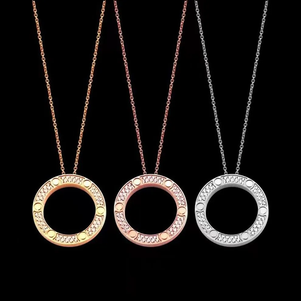 Высококачественное брендовое ожерелье из нержавеющей стали с подвеской в виде любовника, модное колье с полным CZ, дизайнерские ожерелья для винта, свадебные украшения Gift212O