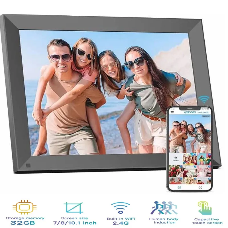 Frameo 32 GB geheugen 10,1 inch slimme digitale fotolijst WiFi IPS HD 1080P elektronisch digitaal Po-frame met motin-sensor 240115