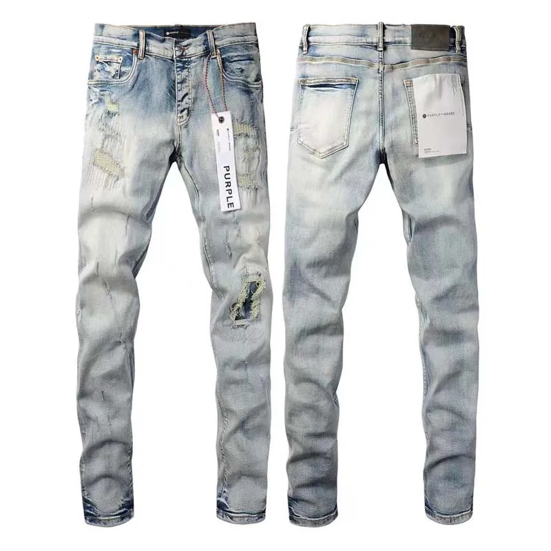 Herrenlila Jeans Designer Jeans riss gerade reguläre Jeans Denim Lange schwarze Jeans gerade Zipper Fliegen Sie Long Mid Hosen Loch für Männer schwarze Designerjeans Frauen 45