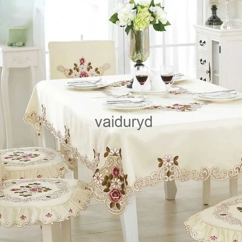 Mantel de mesa, mantel de encaje, jardín europeo, elegante, bordado, mantel de comedor, flor, peonía, cubierta para silla, cubierta antipolvo para boda, vaiduryd